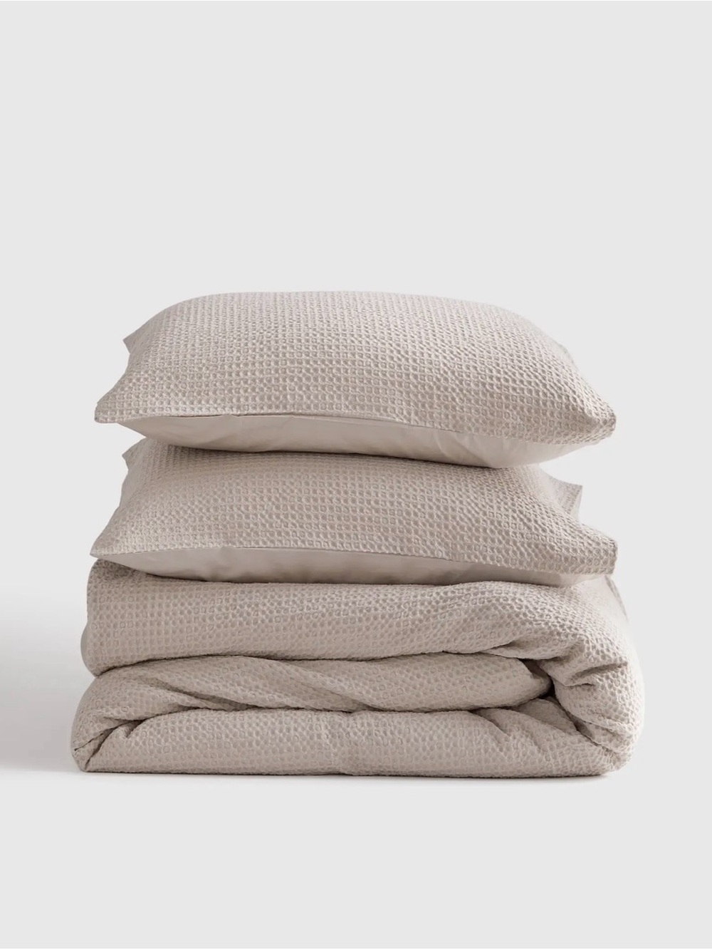 Quince Organic Luxe Honeycomb Duvet Cover Set - Sand - King/Cali King